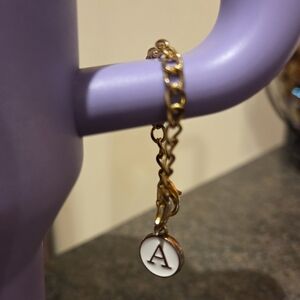 White Initial Letter 'A' Handle Charm Accessory For Tumblers (OS)